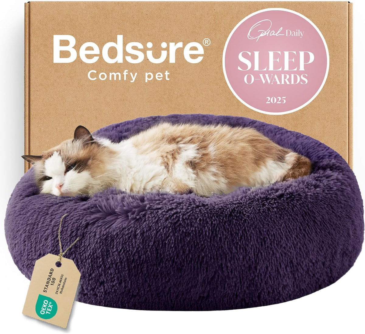 Bedsure Calming Donut Pet Bed – Multiple Sizes & Colors