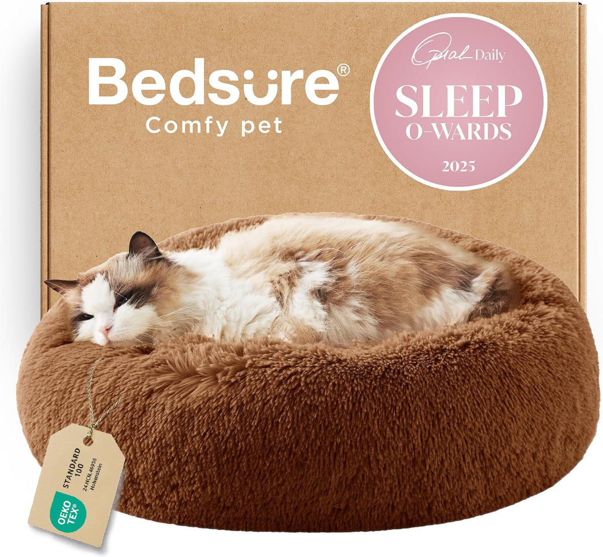 Bedsure Calming Donut Pet Bed – Multiple Sizes & Colors