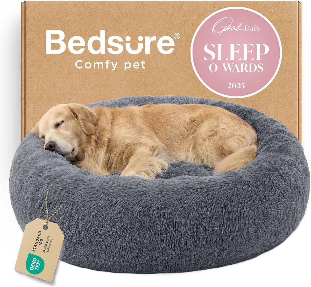 Bedsure Calming Donut Pet Bed – Multiple Sizes & Colors