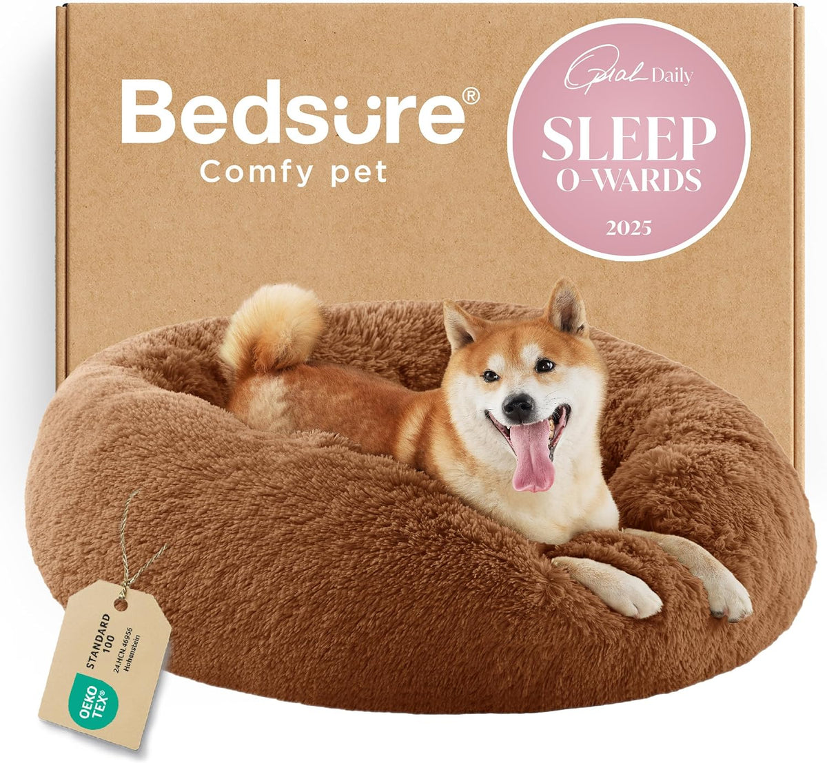 Bedsure Calming Donut Pet Bed – Multiple Sizes & Colors