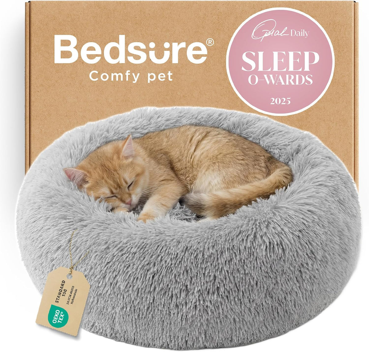 Bedsure Calming Donut Pet Bed – Multiple Sizes & Colors
