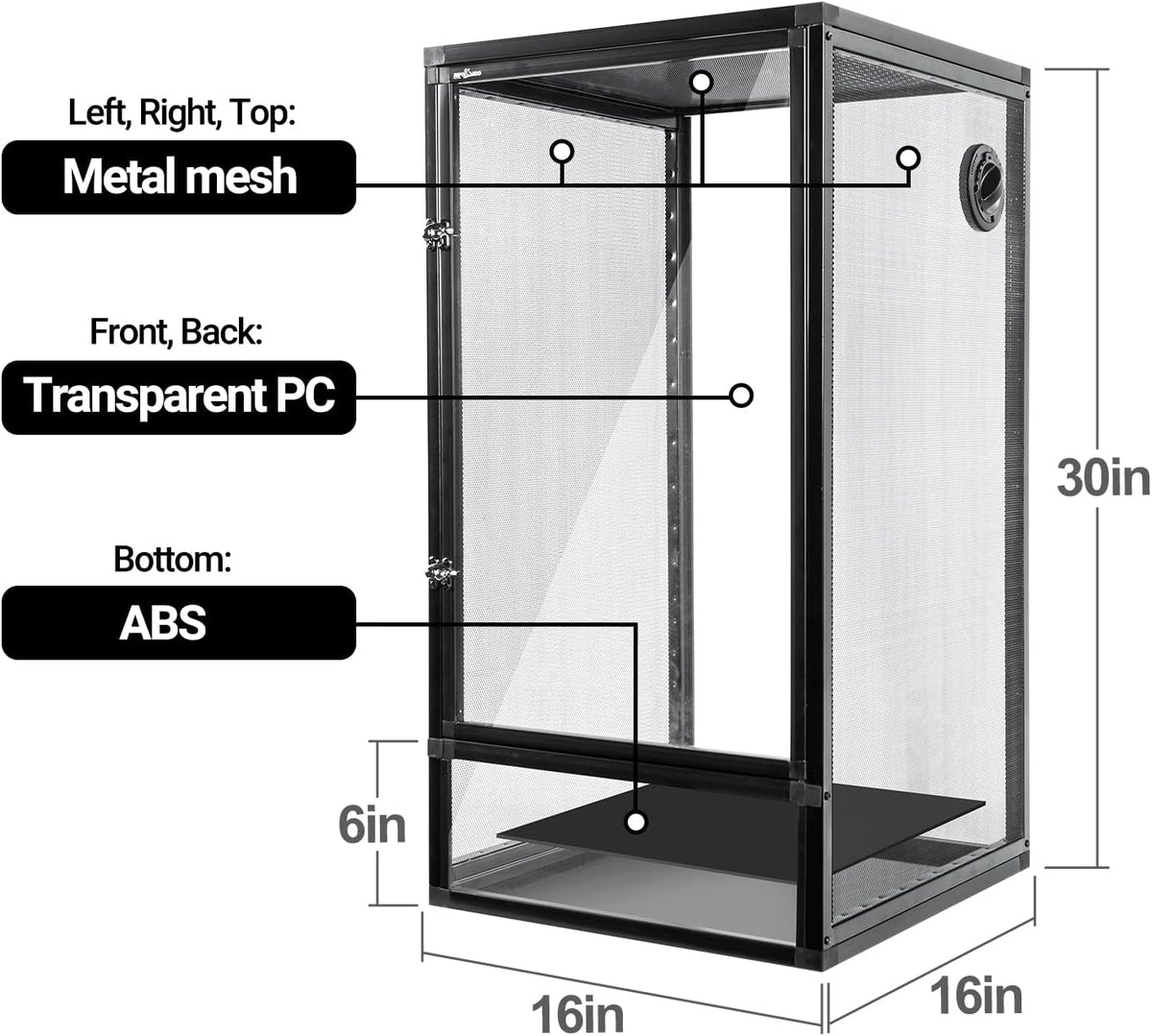 34 Gal Reptile Cage Screen Terrarium Front Opening 2 Sizes 