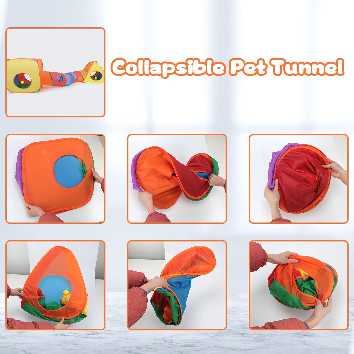 Rabbit Tunnel Toy Collapsible Play Tube Cube Set for Small Pets