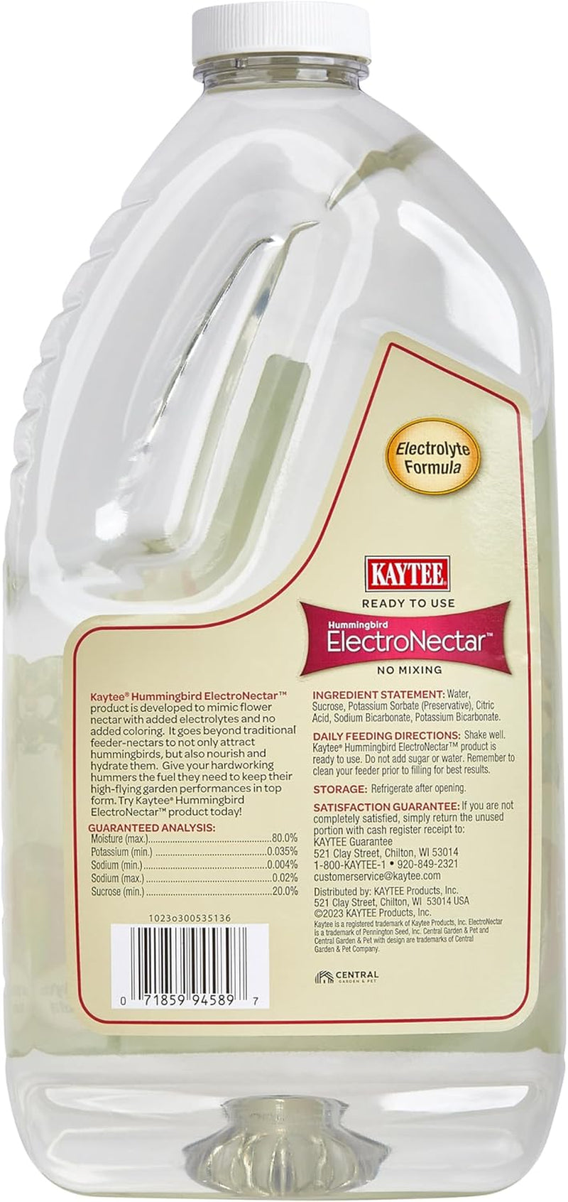 Kaytee Hummingbird ElectroNectar – Ready to Use, 64 oz