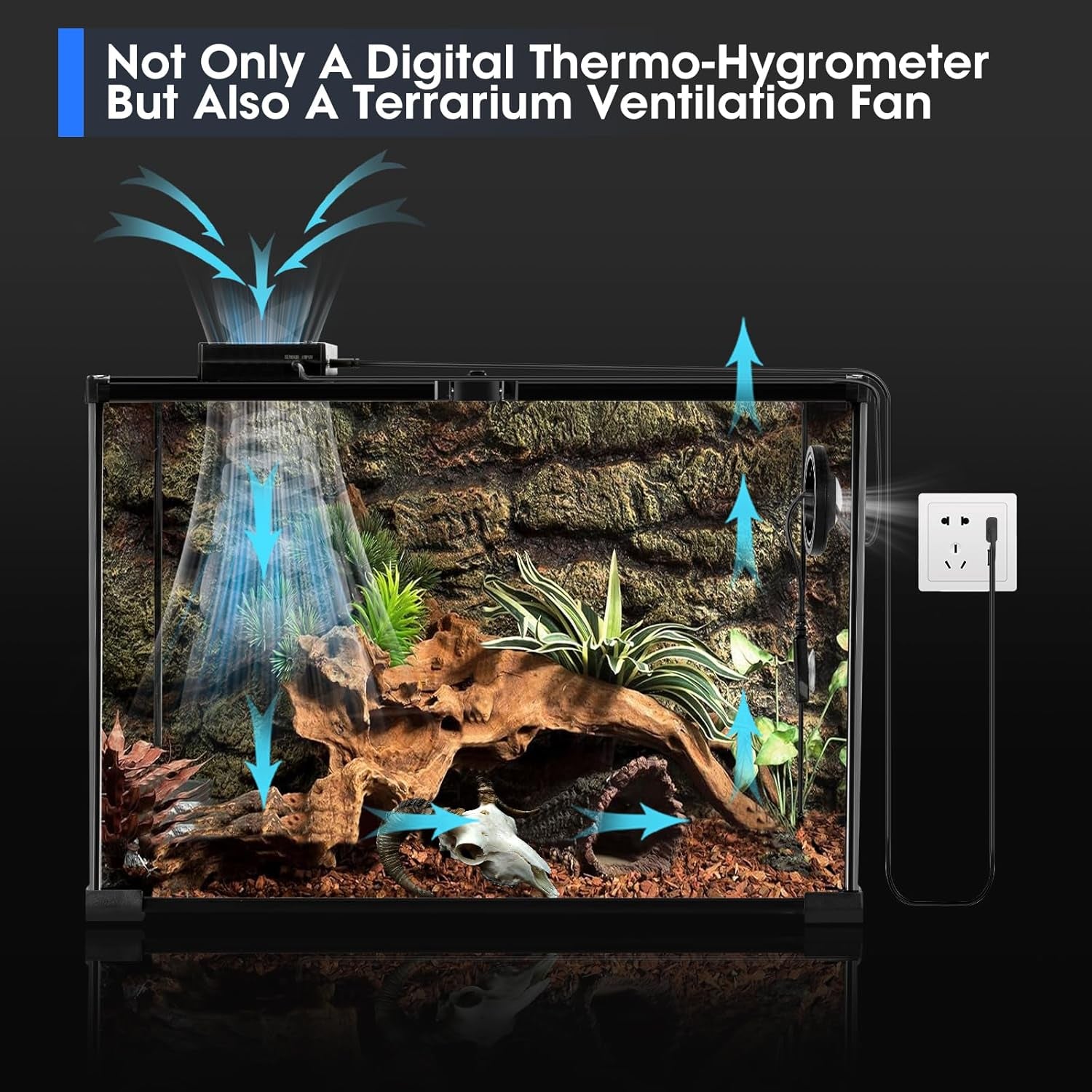 Digital Reptile Thermometer Hygrometer with Ventilation Fan