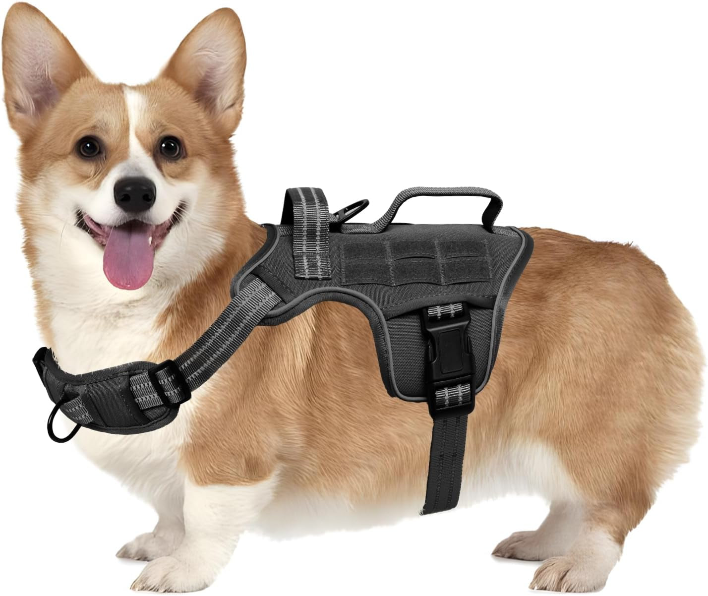 No Pull Tactical Dog Harness Heavy Duty Molle Vest for Medium to XLarge Dogs Black S(Neck:16-22",Chest:20-28"),18-35 Lbs