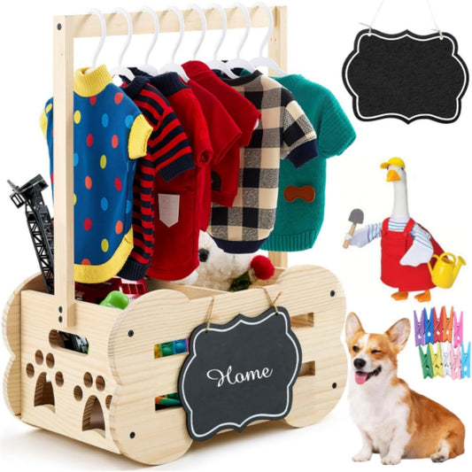 Dog Storage Organizer Wooden Closet Toy Clothes Rack Hangers 20in Default Title