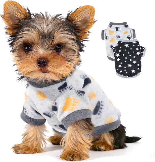 2-Pack Fleece Dog Sweaters for Small Dogs & Puppies, XXS–M