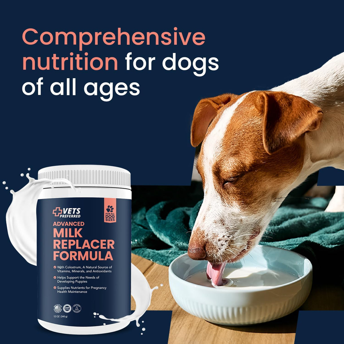 Vets Preferred Puppy Milk Replacer with Colostrum – 12 oz