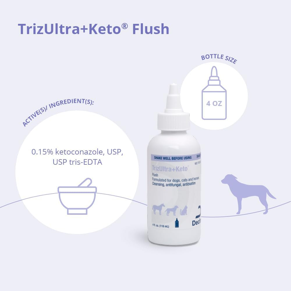TrizULTRA Keto Flush Ear Skin Cleanser for Dogs Cats Horses 4oz
