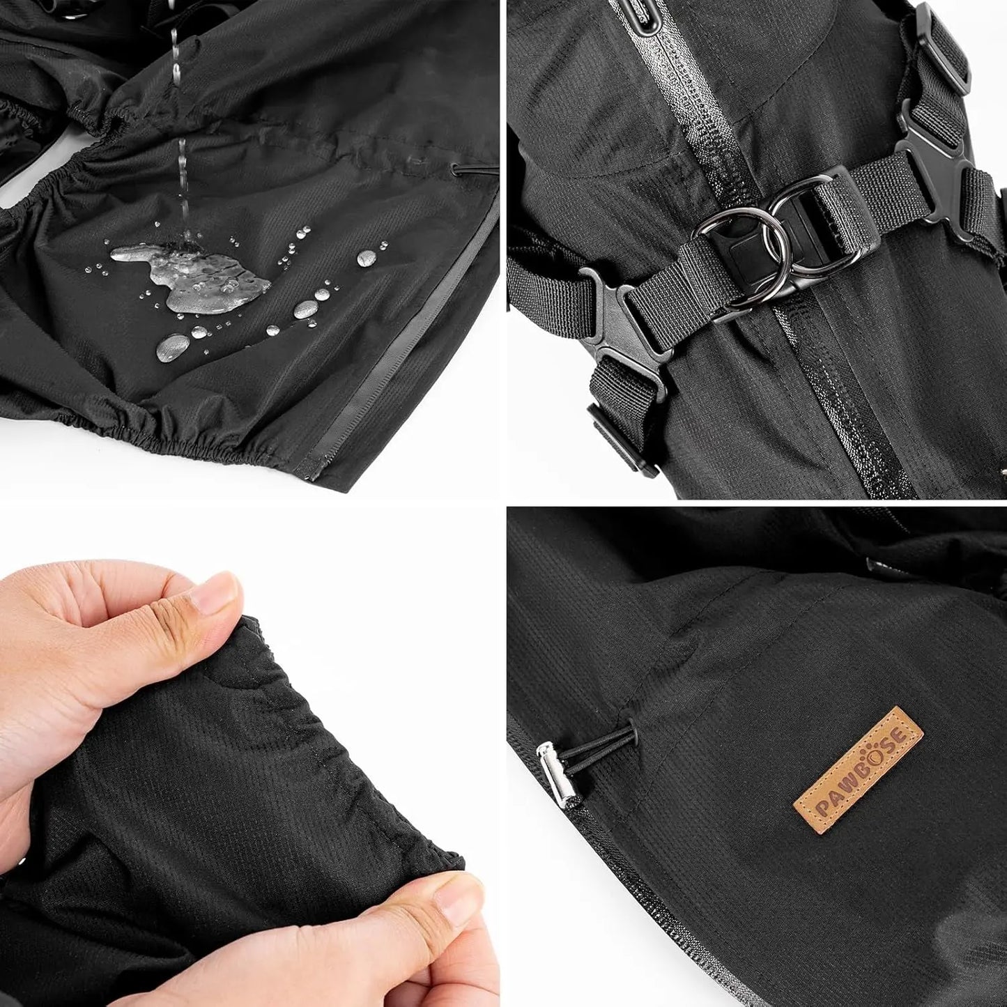 Adjustable Waterproof Dog Raincoat with Harness Reflective 4-Leg Jacket S–5XL