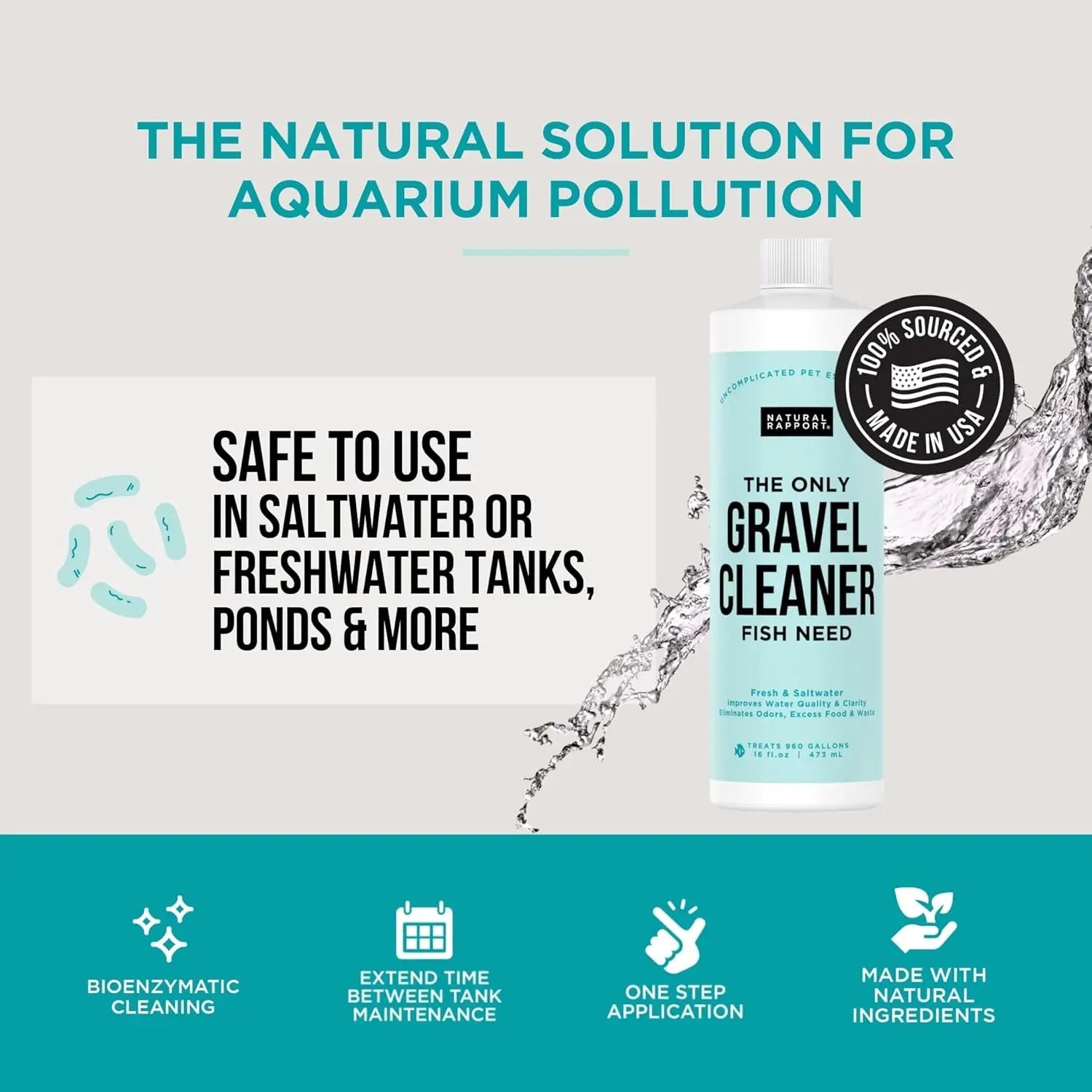 Aquarium Gravel Cleaner 16oz for Fresh & Saltwater – Waste Control