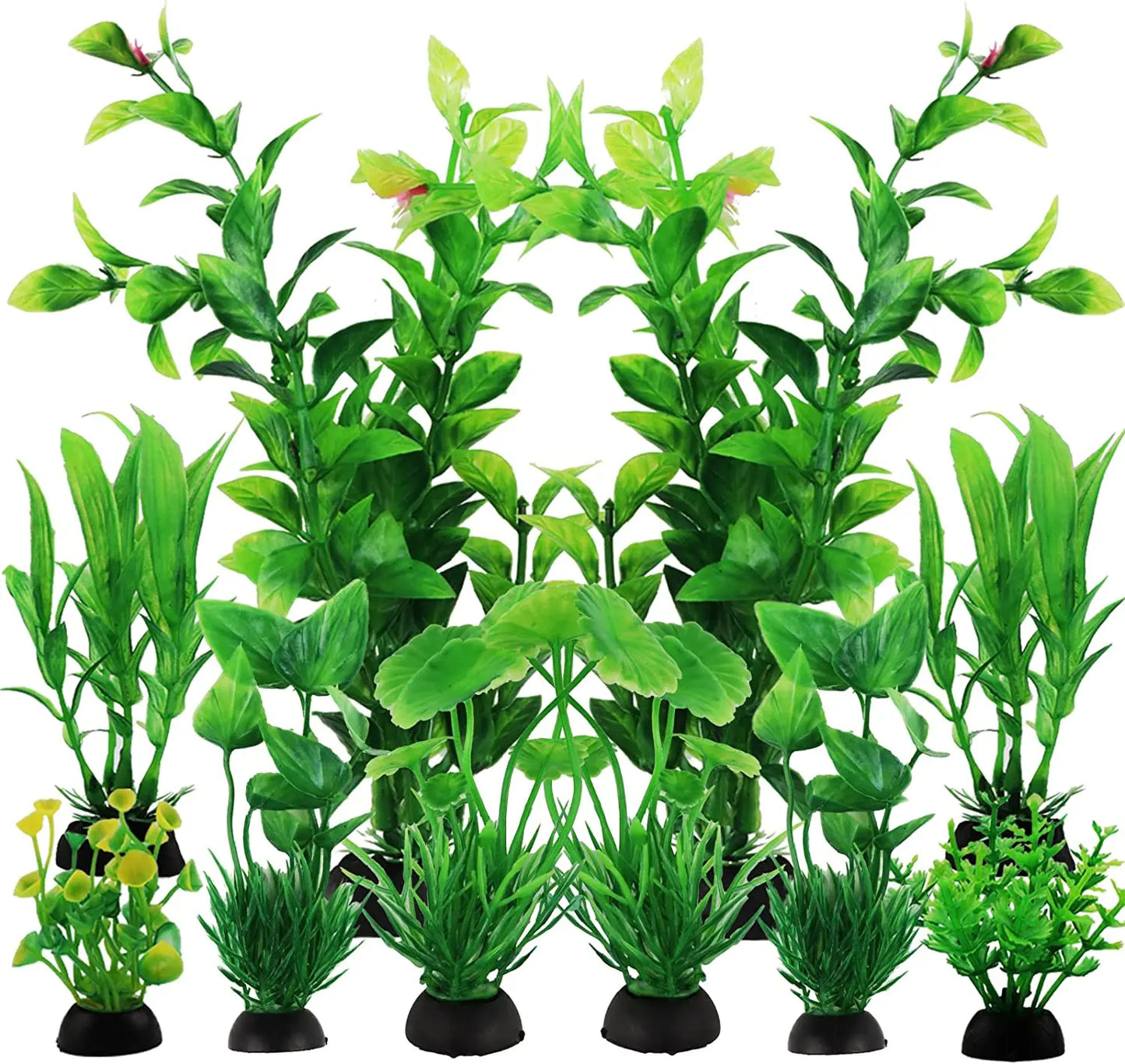 Aquarium Plants 10 Pack Fish Tank Decorations Artificial Green Plant Set
