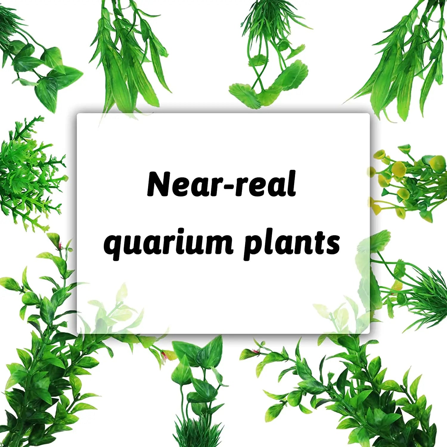 Aquarium Plants 10 Pack Fish Tank Decorations Artificial Green Plant Set