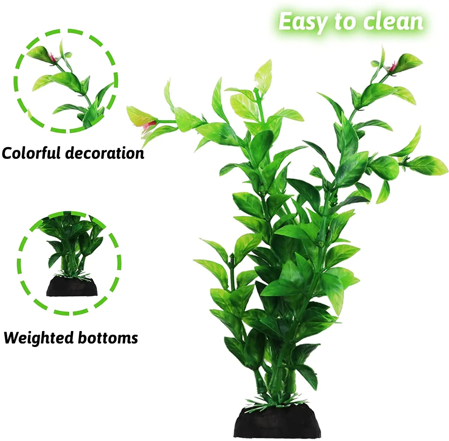 Aquarium Plants 10 Pack Fish Tank Decorations Artificial Green Plant Set
