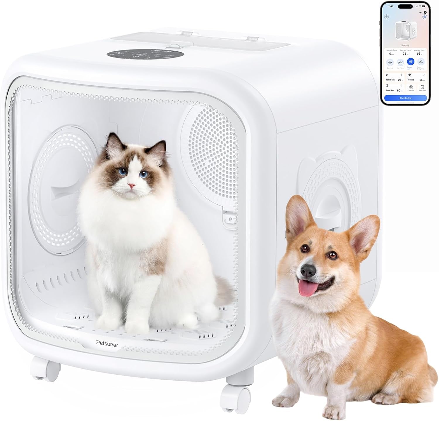 Automatic Pet Dryer Box 75L App Control Quiet Cat Dog Dryer Default Title