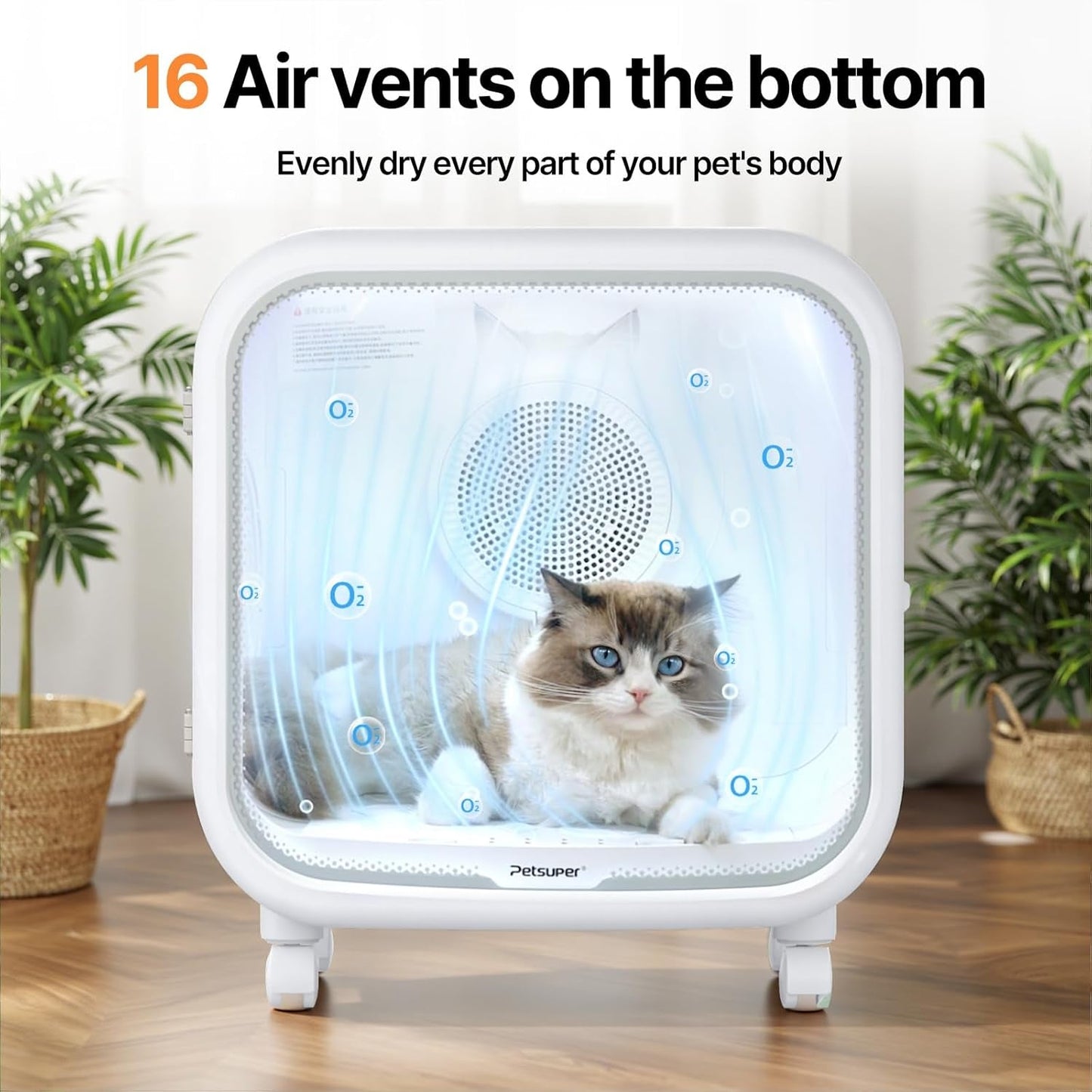 Automatic Pet Dryer Box 75L App Control Quiet Cat Dog Dryer