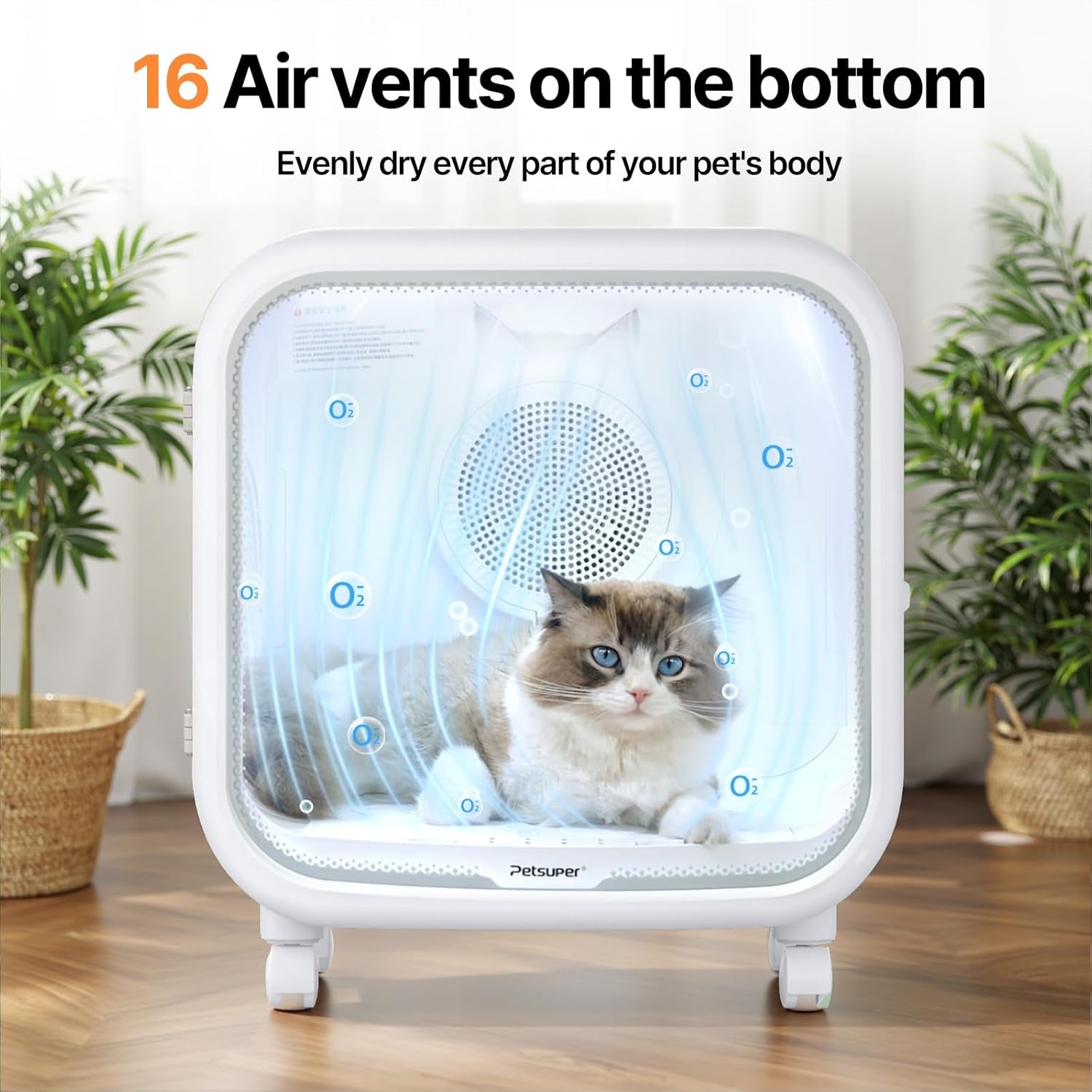 Automatic Pet Dryer Box 75L App Control Quiet Cat Dog Dryer