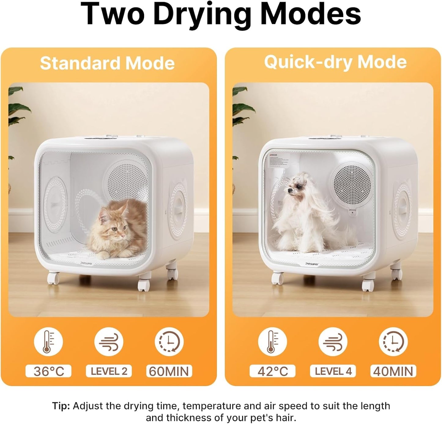 Automatic Pet Dryer Box 75L App Control Quiet Cat Dog Dryer