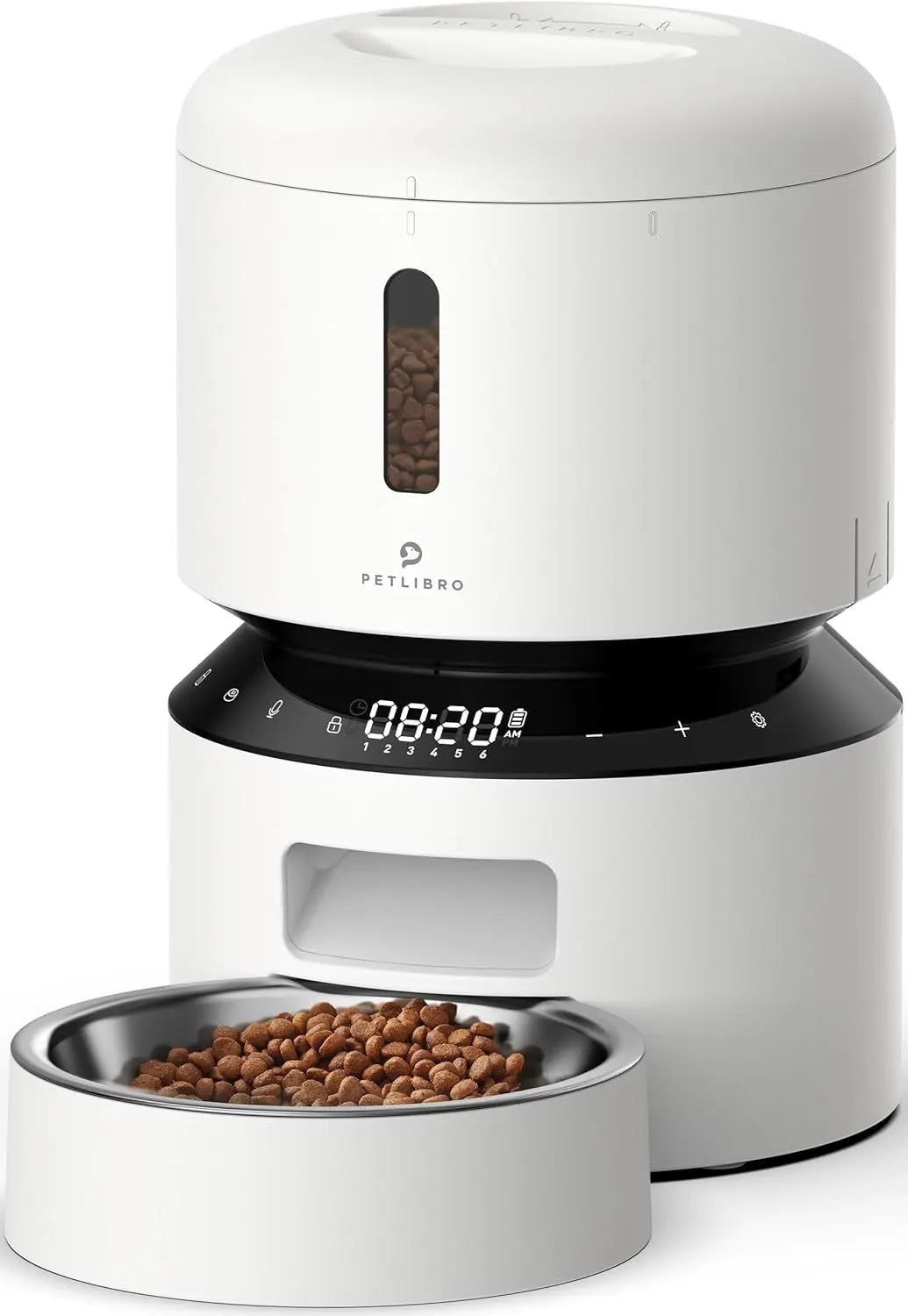 Automatic Pet Feeder 3L/5L with Camera, Timed Portions, Voice Call, Dual Power White 3 L