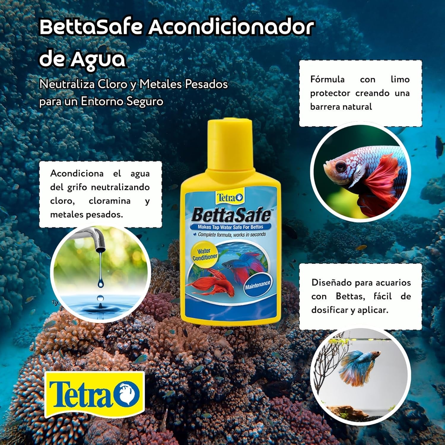 Betta Water Conditioner Tetra Aquarium Chlorine Chloramine Remover 50ml 2 Pack
