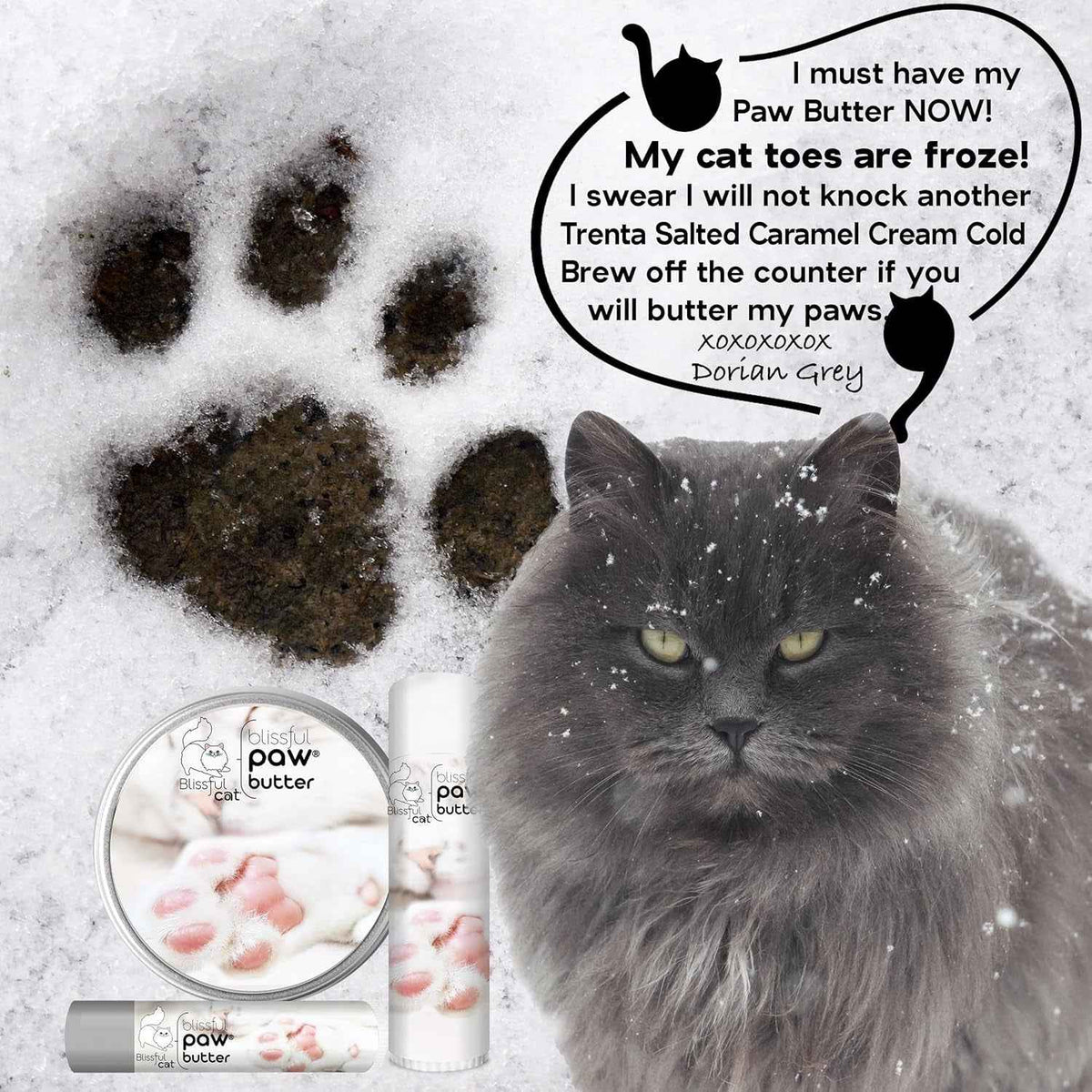 Blissful Cat Paw Butter Lick-Safe Balm Dry Cracked Pads Moisturizer 1oz