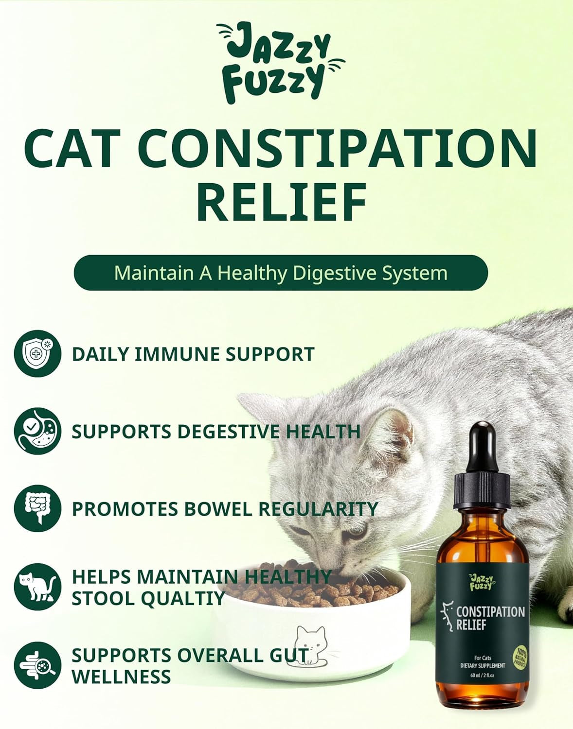 Cat Constipation Relief Drops Natural Digestive Stool Softener 60ml