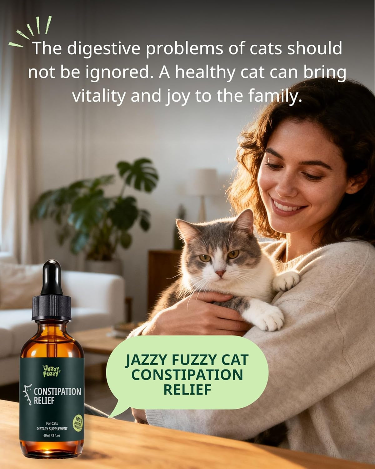 Cat Constipation Relief Drops Natural Digestive Stool Softener 60ml