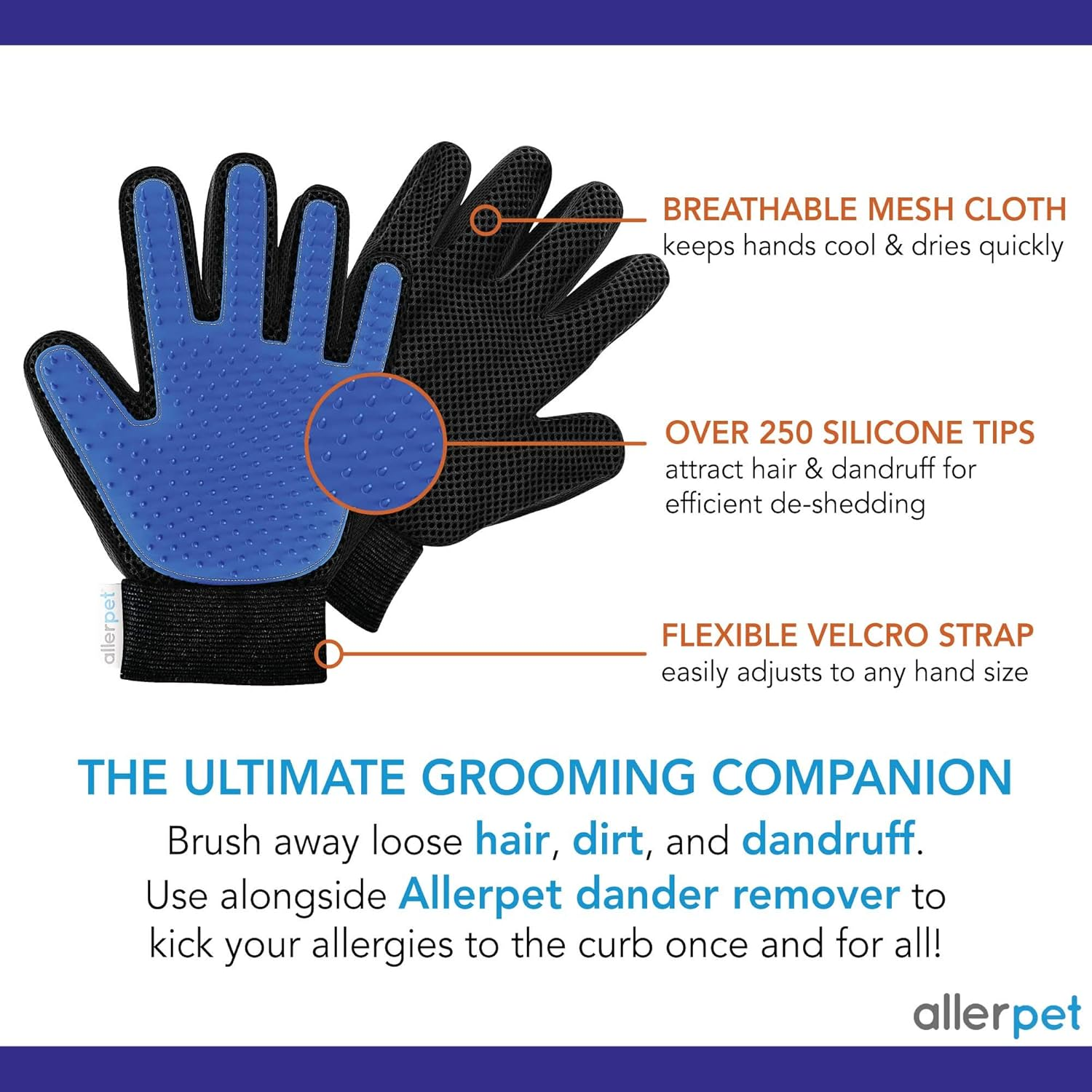 Cat Dander Remover Allerpet Anti Allergen Solution Grooming Gloves 12oz