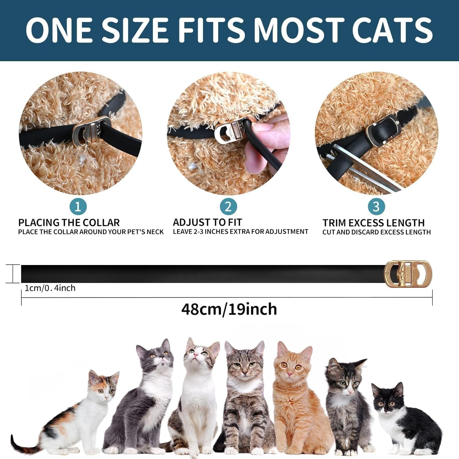 Cat Flea Collar 4 Pack Waterproof Adjustable Tick Prevention 32 Month Protection