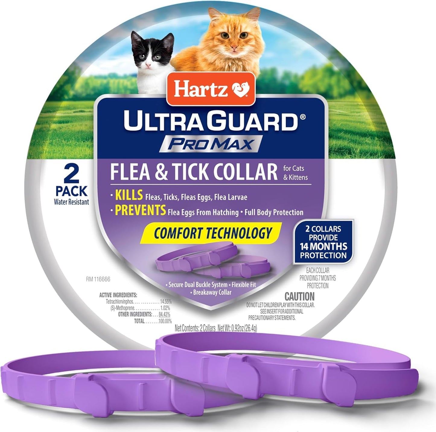 Cat Flea Tick Collar 2 Pack Breakaway Adjustable 14 Month Protection Promax Cats And Kittens (2 Count)
