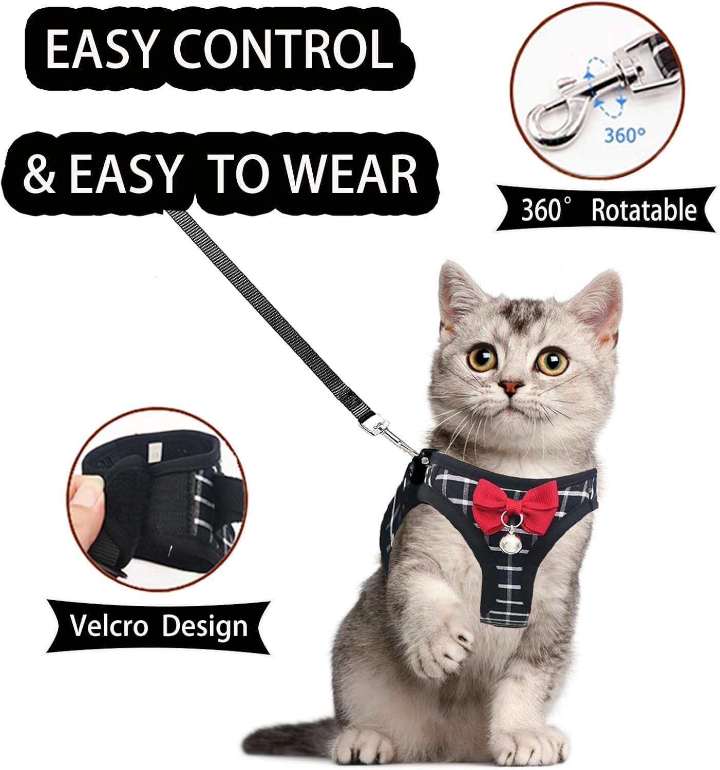 Cat Harness Leash Set Breathable Adjustable Mesh Vest