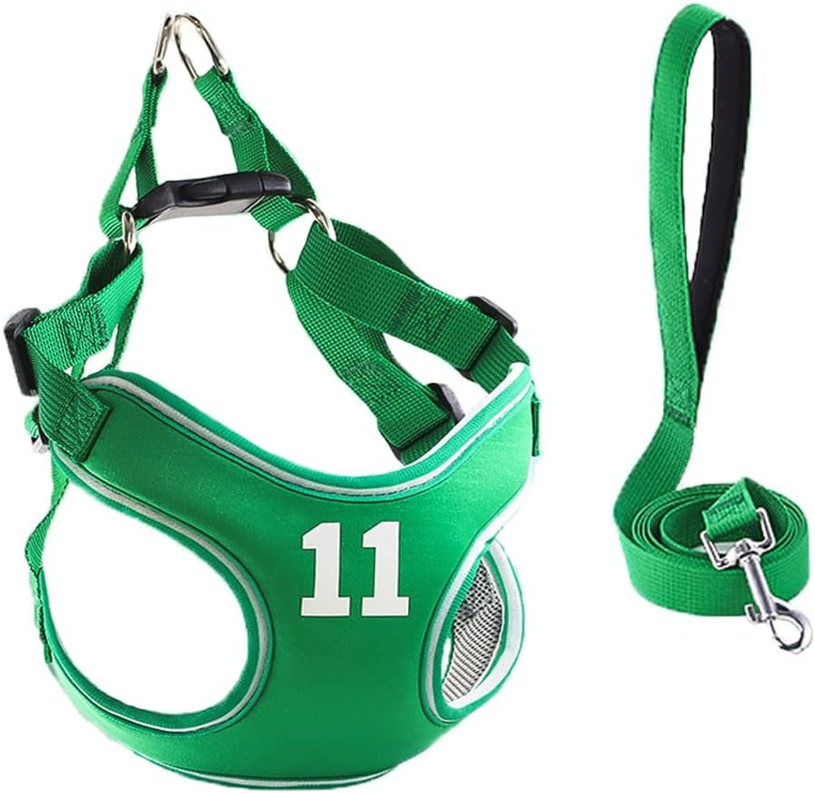 Cat Harness Leash Set Breathable Adjustable Mesh Vest Green L