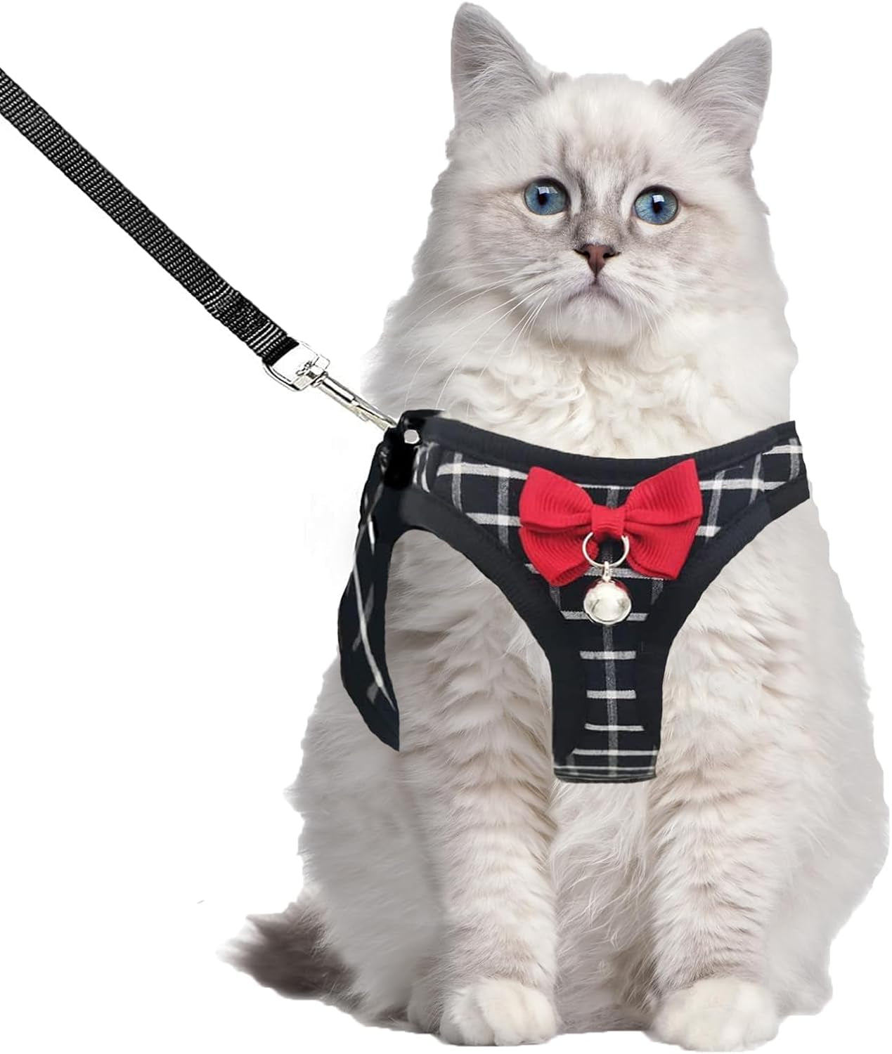 Cat Harness Leash Set Breathable Adjustable Mesh Vest Black L