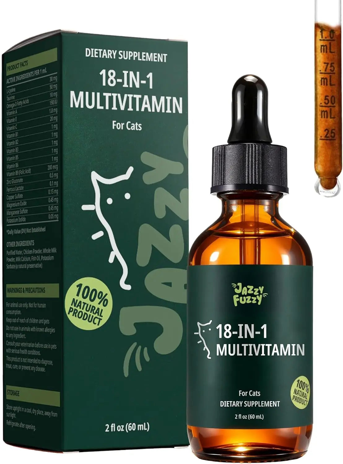 Cat Liquid Multivitamin Taurine Lysine Skin Coat Immune Support 2oz Default Title