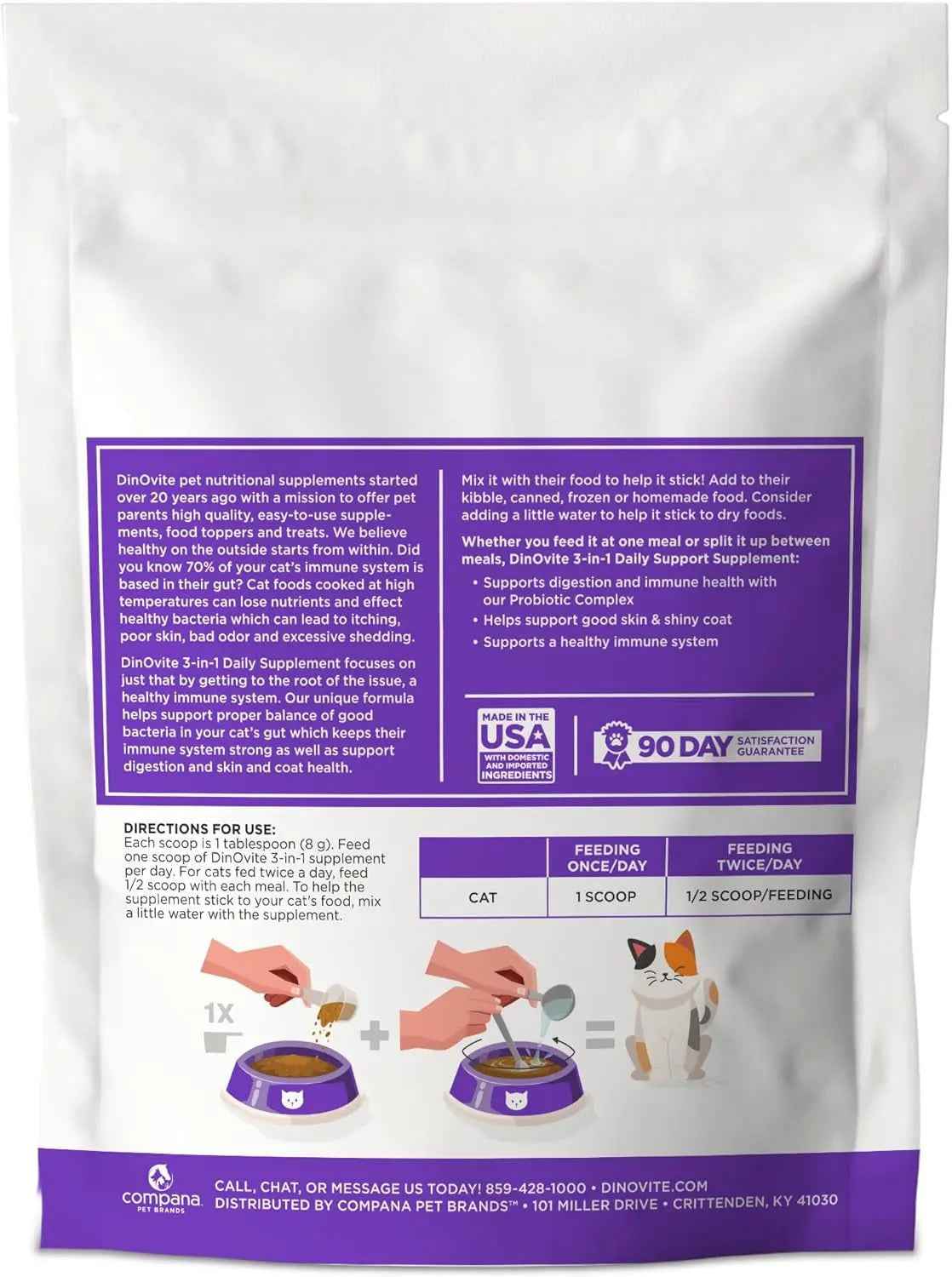 Cat Multivitamin Supplement with Probiotics, Omega 3 & Skin + Coat Support