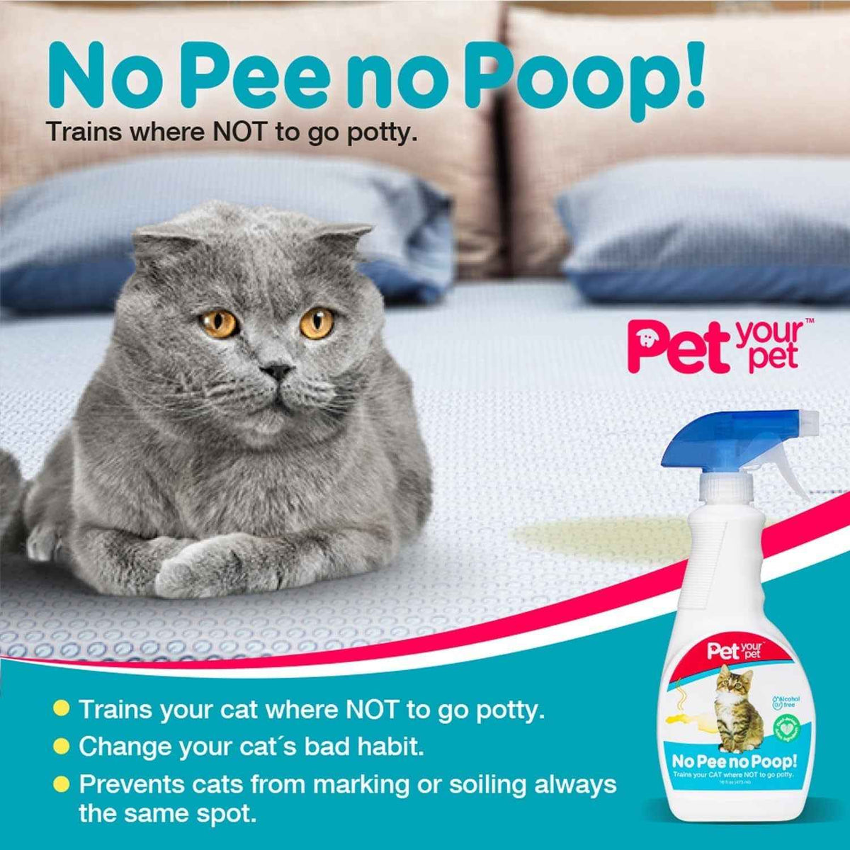 Cat Potty Training Spray No Pee No Poop Natural Deterrent 16oz