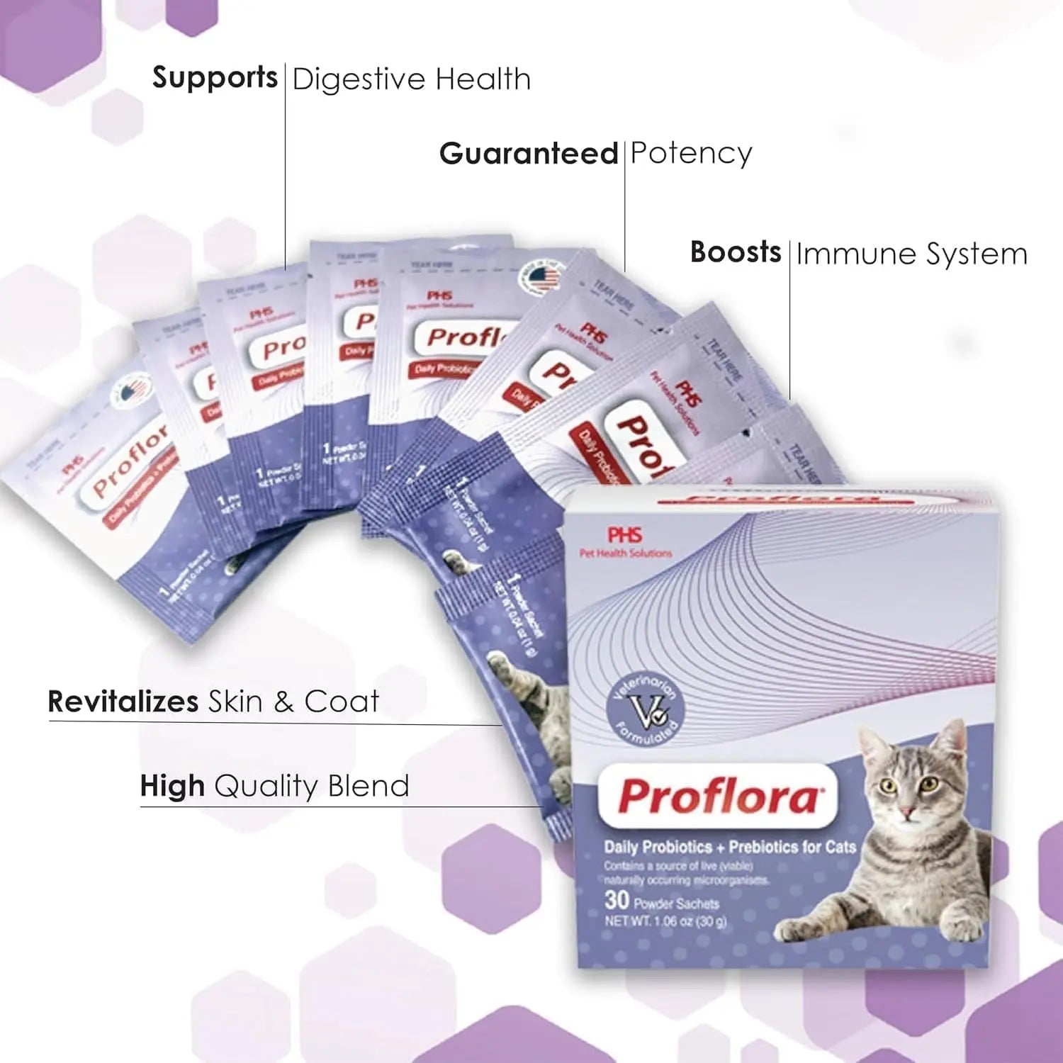 Cat Probiotics Digestive Gut Health Immune Support Powder 30 Packets