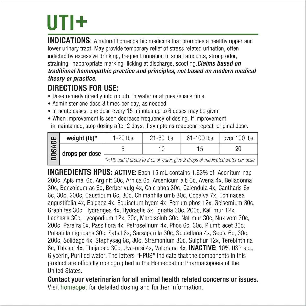 Cat UTI Relief Drops Natural Urinary Tract Support Supplement 15ml