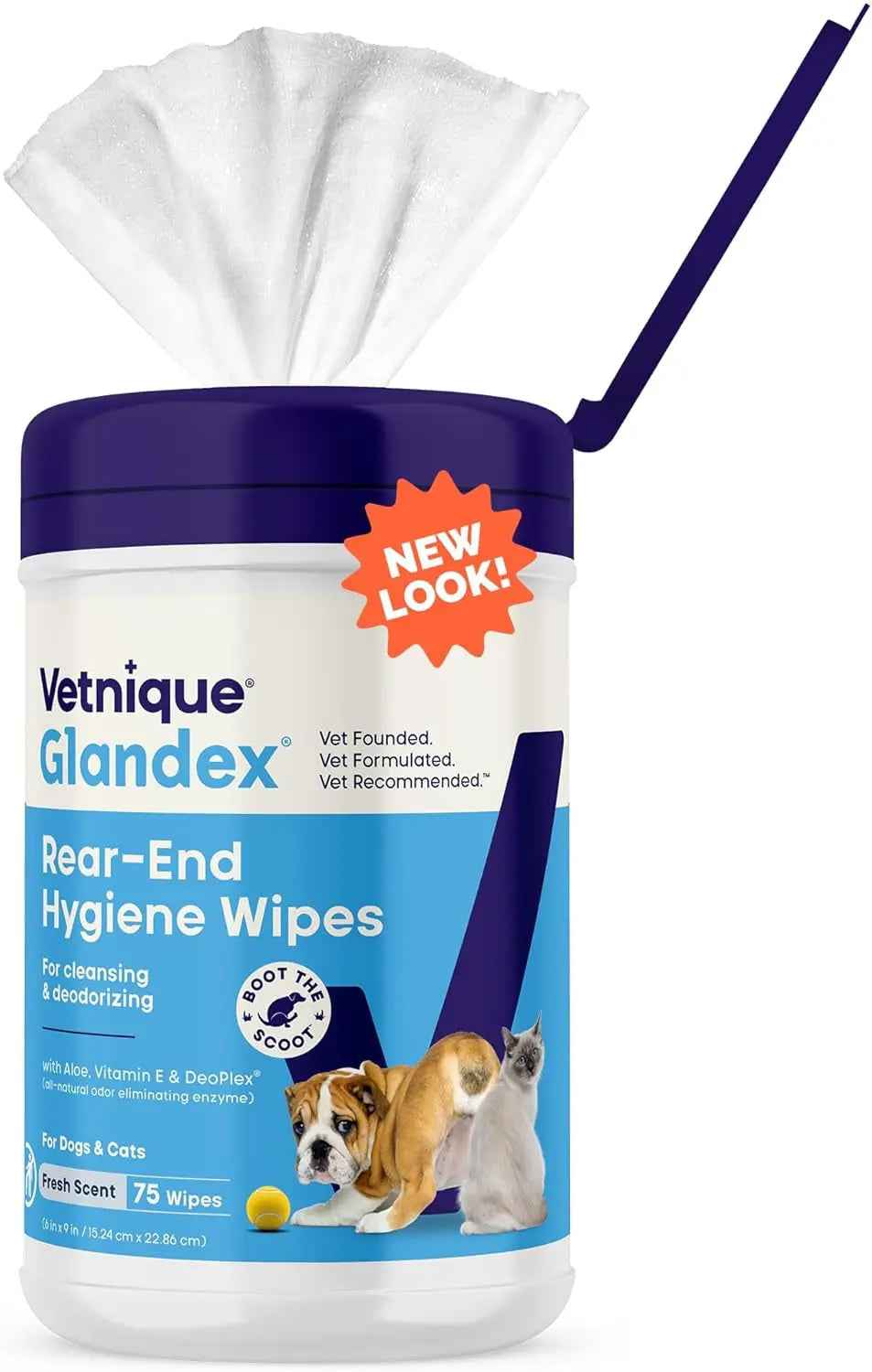 Cat & Dog Anal Gland Wipes Deodorizing Aloe Vitamin E Grooming Wipes 75-100Ct