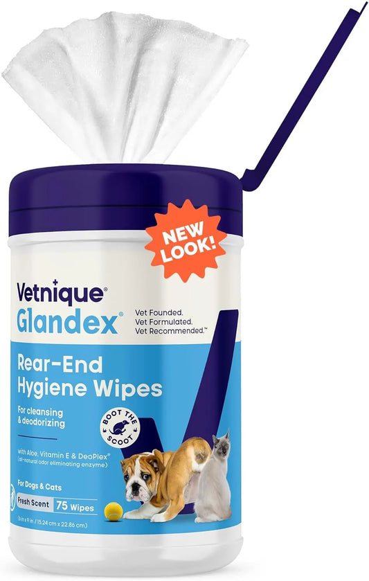 Cat & Dog Anal Gland Wipes Deodorizing Aloe Vitamin E Grooming Wipes 75-100Ct 75Ct Canister