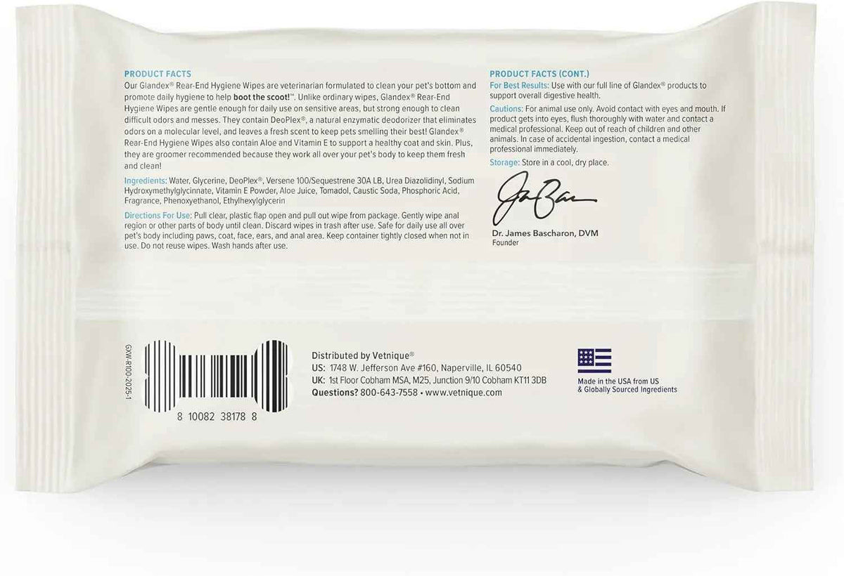Cat & Dog Anal Gland Wipes Deodorizing Aloe Vitamin E Grooming Wipes 75-100Ct