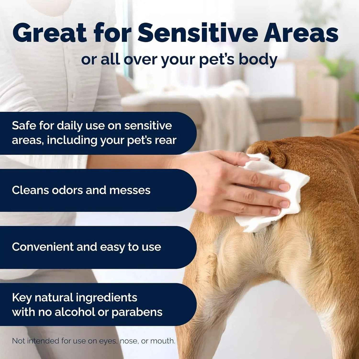 Cat & Dog Anal Gland Wipes Deodorizing Aloe Vitamin E Grooming Wipes 75-100Ct