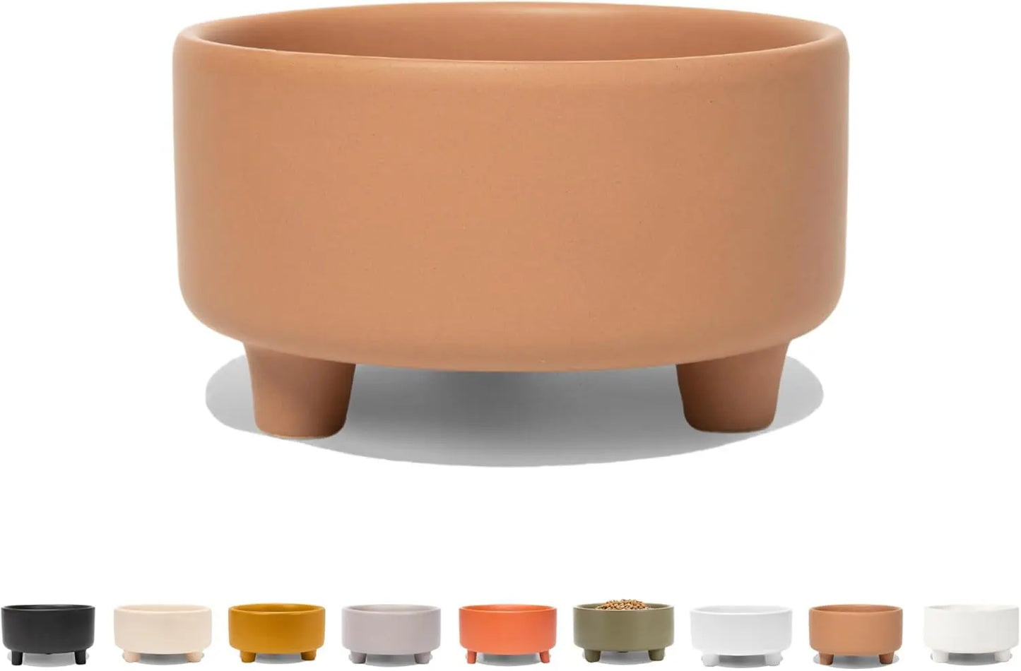 Ceramic Cat & Dog Pet Bowl, Elevated Stoneware Feeder, Dishwasher Safe Clay