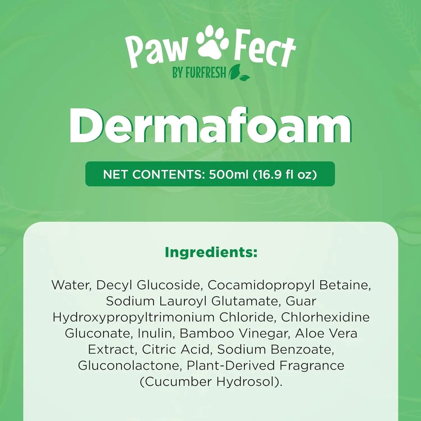 Dermafoam Chlorhexidine Dog Shampoo for Itch Allergies Hot Spots 16.9oz