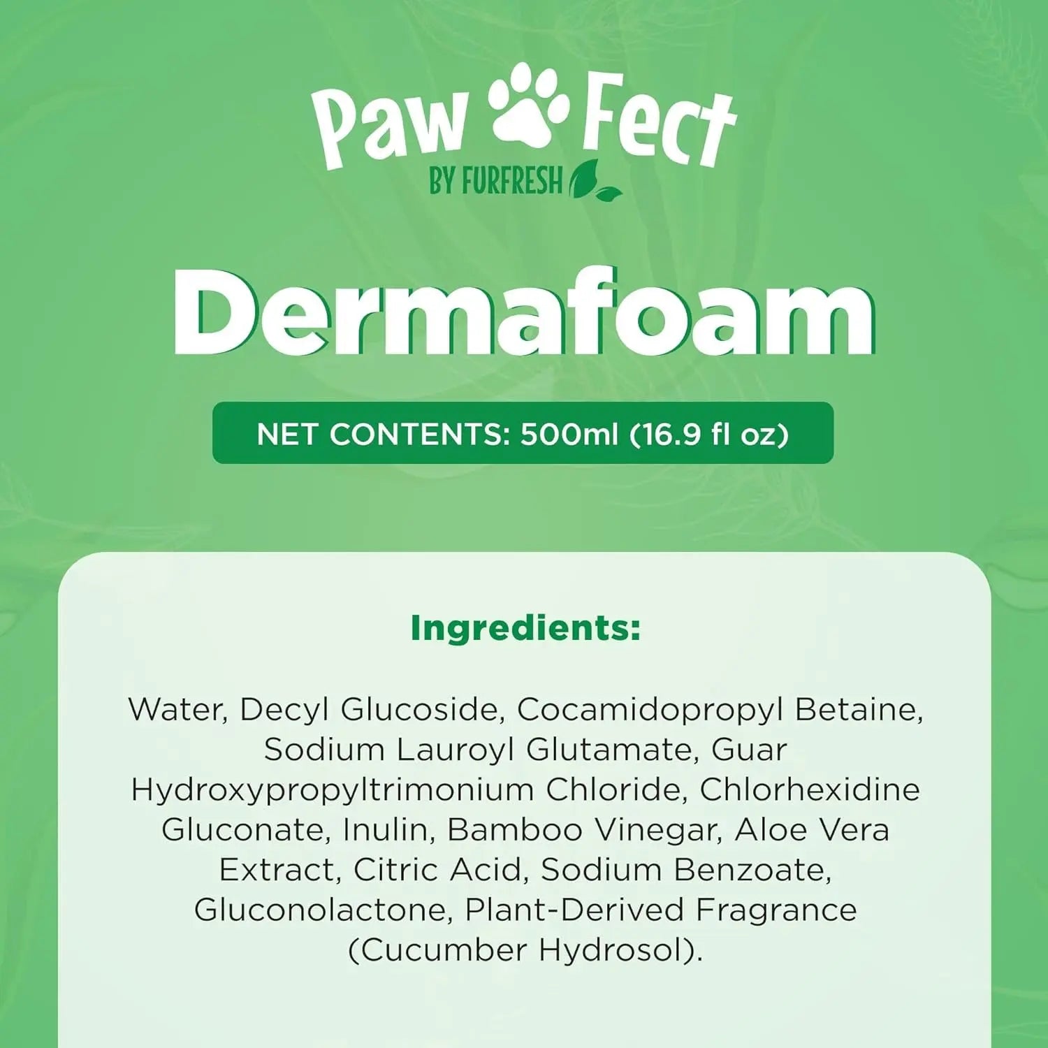 Dermafoam Chlorhexidine Dog Shampoo for Itch Allergies Hot Spots 16.9oz
