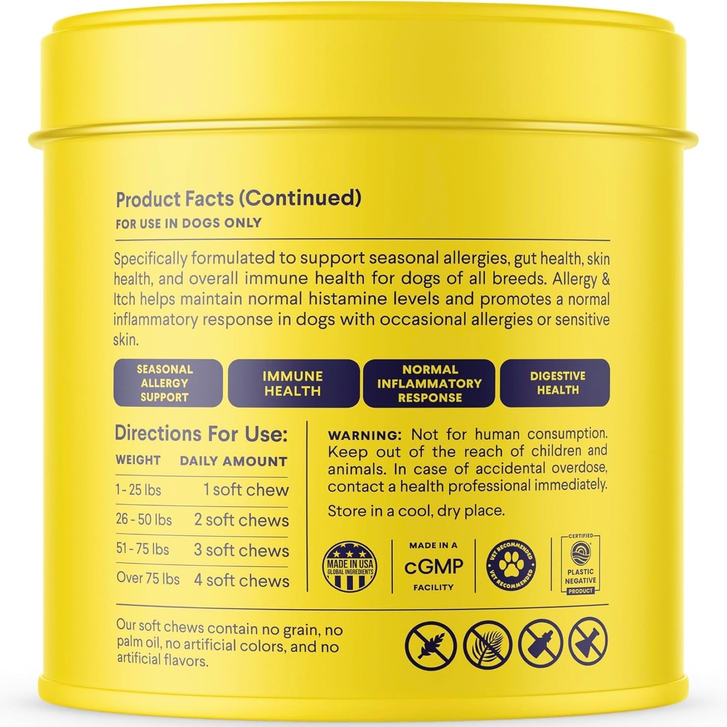 Dog Allergy Chews Itch Relief Immune Skin Support Probiotics Omega 90 Ct