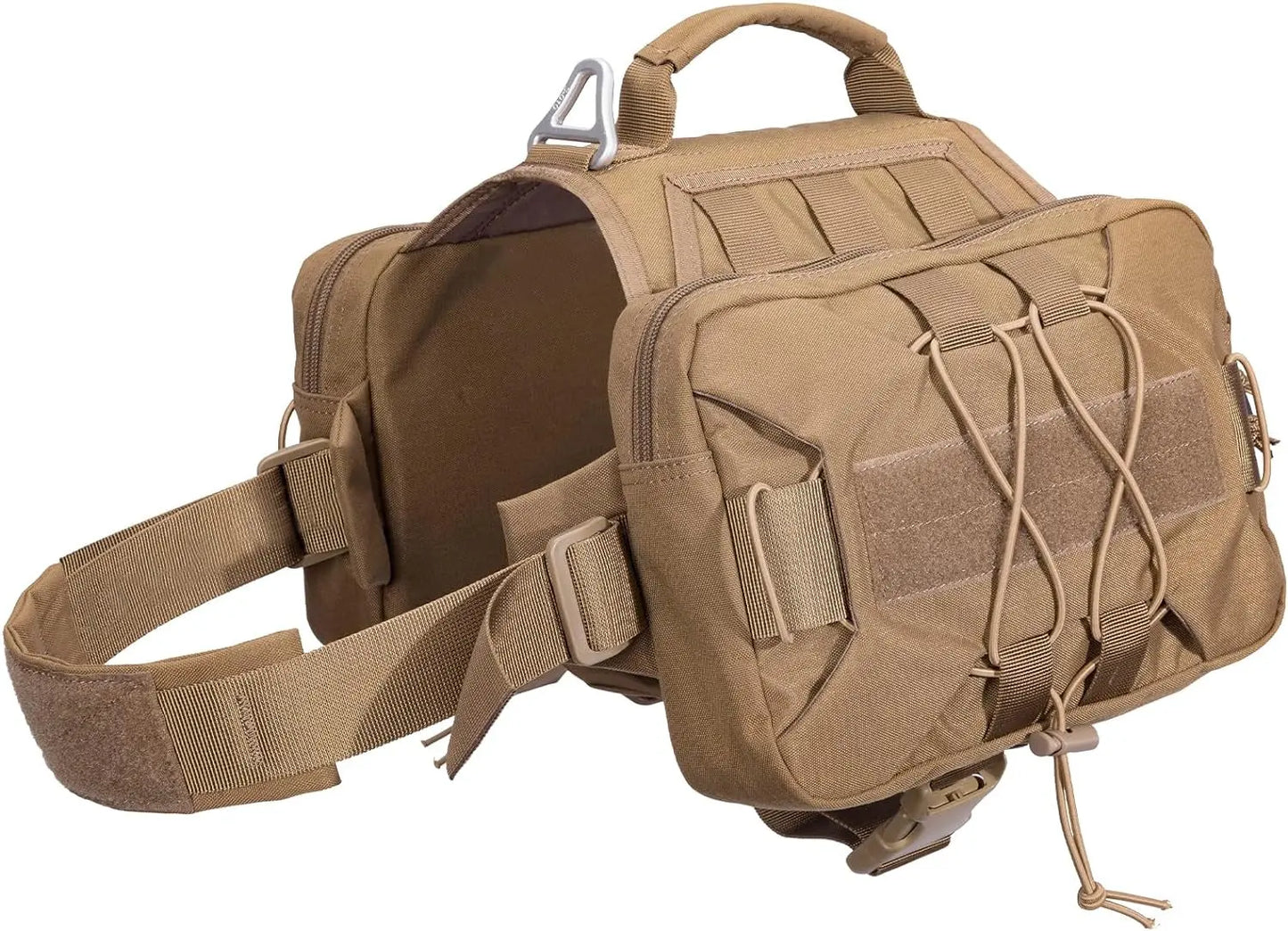 Dog Backpack Tactical Saddle Bag 900D Nylon Hiking Camping Pack Large Dogs Coyote Brown