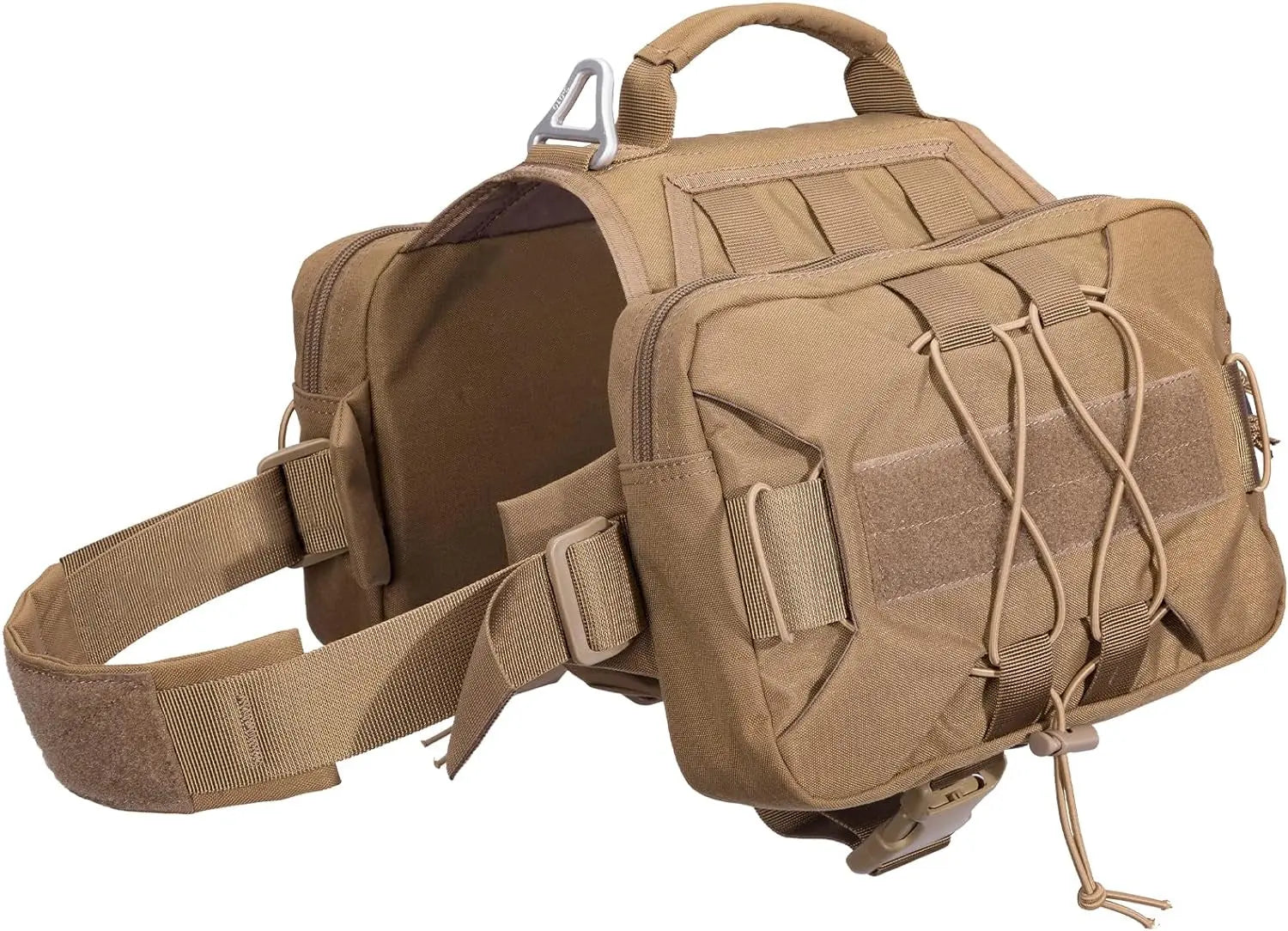 Dog Backpack Tactical Saddle Bag 900D Nylon Hiking Camping Pack Large Dogs Coyote Brown