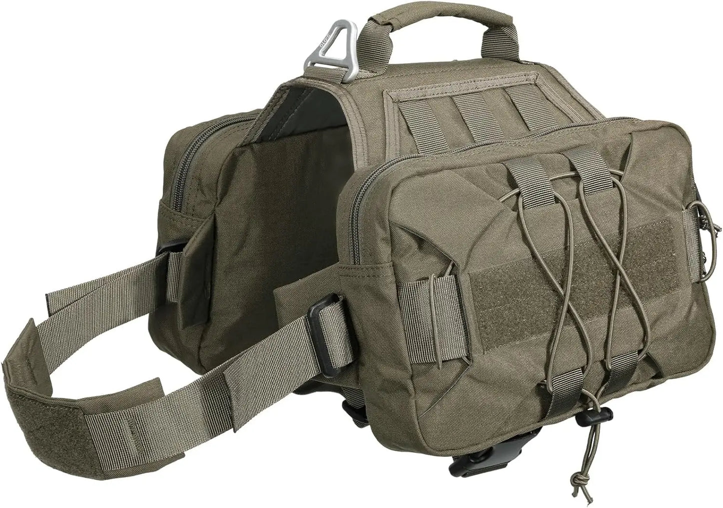 Dog Backpack Tactical Saddle Bag 900D Nylon Hiking Camping Pack Large Dogs Ranger Green